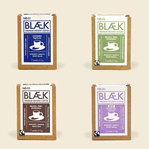 BLÆK Premium Instant Kaffee Starter-Set - Boxen + Decaf