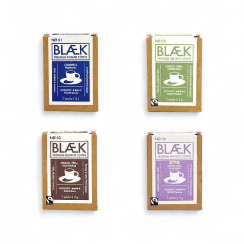 BLÆK Premium Instant Kaffee Starter-Set - Boxen + Decaf